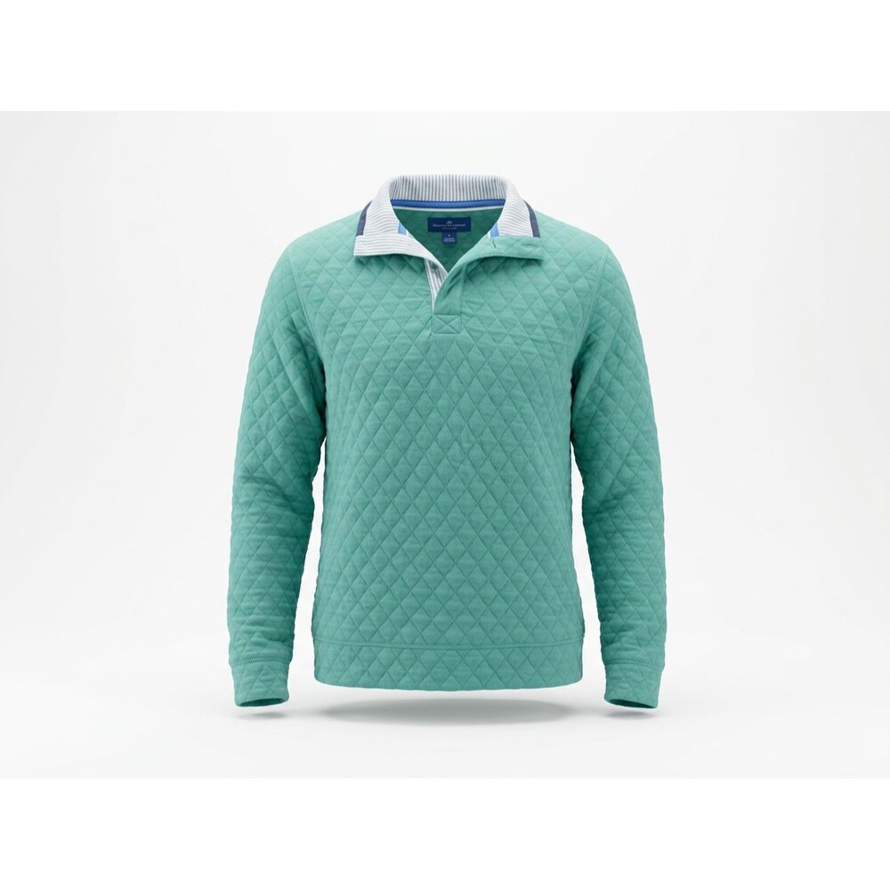 Southern Tide Quilted Pullover Men’s Small Seafoam Green Striped Collar